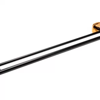 Suport prosop baie dublu FDesign Merida, 60 cm, negru mat rose gold lucios imagine