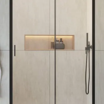 Usa culisanta de dus in nisa, 1200 mm, negru mat, doua elemente, Alienta Black DWJ Radaway imagine