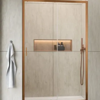 Usa de dus culisanta pentru nisa Radaway Alienta DWJ 100x190 cm, cupru periat, sticla 5 mm imagine