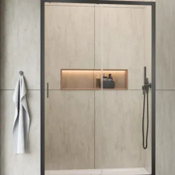 Usa de dus culisanta pentru nisa Radaway Alienta DWJ 100x190 cm, gunmetal periat, sticla 5 mm imagine