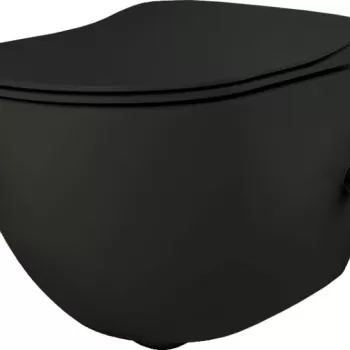 Vas wc cu functie de bideu incorporat si baterie, negru mat, Peonia Zero, Deante imagine