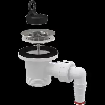 Ventil chiuveta baie cu sita O62 mm, dop si legatura masina de spalat, 6 4 Alcadrain A31P imagine