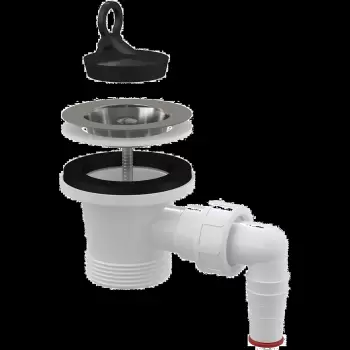 Ventil chiuveta baie cu sita O70 mm, dop si legatura masina de spalat, 6 4 Alcadrain A33P imagine