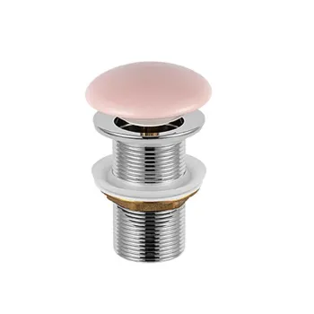 Ventil lavoar click-clack cu capac ceramic roz fara preaplin, Foglia imagine