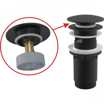 Ventil lavoar negru mat click-clack cu preaplin si dop mare Alcadrain A392BLACK imagine