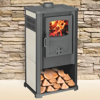 Semineu ( SOBA ) combustibil solid Fornello Atene G Ivory 7-9 kW, 490x460x930 mm, gratar ardere din fonta, camera de ardere samotata, usa fonta cu geam din sticla termorezistenta si plita din fonta imagine