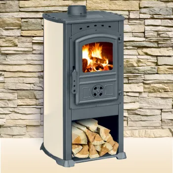 Semineu ( SOBA ) combustibil solid Fornello Modena Ivory 7-9 kW, 480x460x930 mm, gratar ardere din fonta, camera de ardere samotata, usa fonta cu geam din sticla termorezistenta si plita din fonta imagine