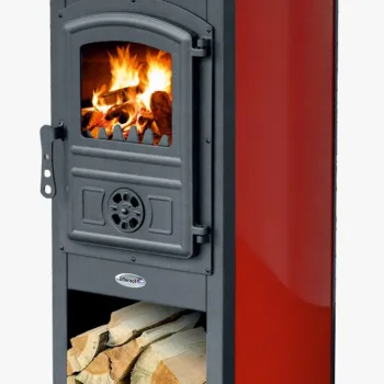 Semineu ( SOBA ) combustibil solid Fornello Modena Red 7-9 kW, 480x460x930 mm, gratar ardere din fonta, camera de ardere samotata, usa fonta cu geam din sticla termorezistenta si plita din fonta imagine