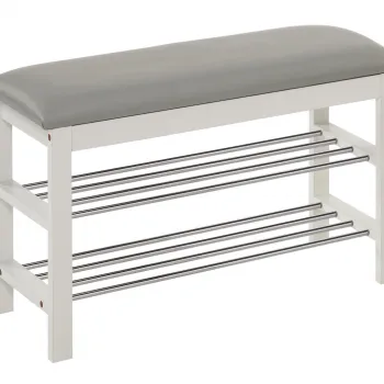 Banca ST11 cu spatiu pentru pantofi alb/gri L81 cm imagine