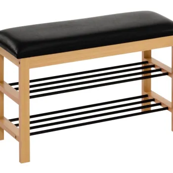 Banca ST11 cu spatiu pentru pantofi natur/negru L81 cm imagine