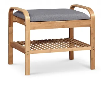 Banca ST12 cu spatiu pentru panfofi gri/natur L60 cm imagine