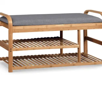 Banca ST13 cu spatiu pentru pantofi gri/natur L100 cm imagine