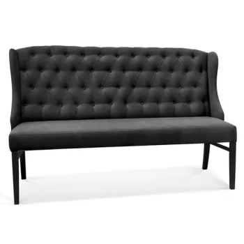 Bancuta tapitata Royal Chesterfield negru - H98 cm imagine