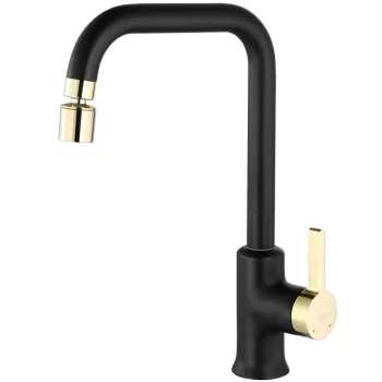 Baterie bucatarie Polo negru/gold - H 33 cm imagine