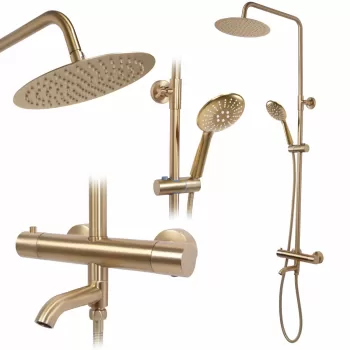 Baterie de dus cu termostat Lungo auriu periat imagine