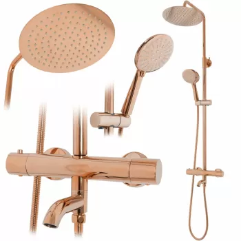 Baterie de dus cu termostat Lungo roz gold imagine