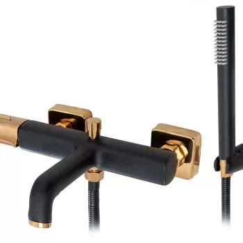 Baterie pentru cada Salto negru mat/gold cu dus inclus imagine