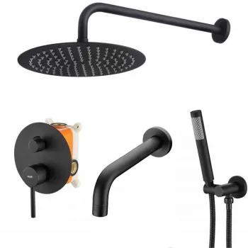 Baterie pentru dus Lungo negru mat imagine