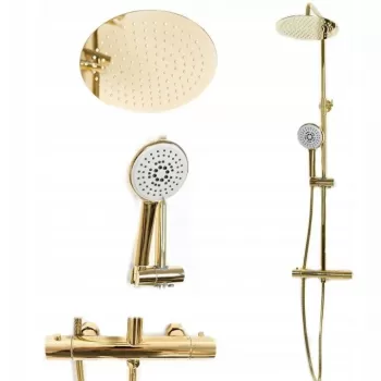 Baterie pentru dus Vincent gold reglabila - H 123,5 cm imagine