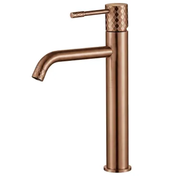 Baterie pentru lavoar Rea Lungo Diamond Brush Copper imagine