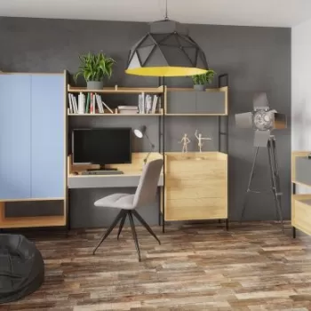 Birou modular Mobius S2 natur/albastru - H38 imagine