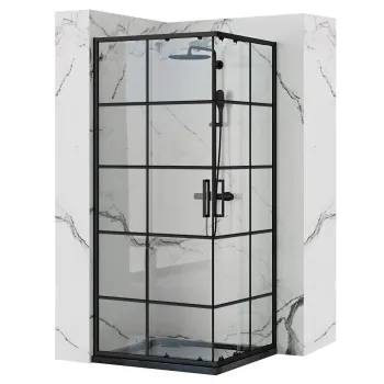 Cabina de dus Rea Concept Black 90x90 cm imagine