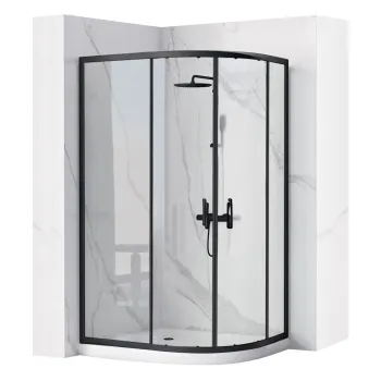 Cabina dus REA Look Black 80x100 + Cada de dus Look White imagine