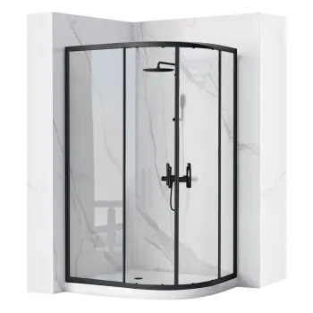 Cabina dus REA Look Black 80x100 + Cada de dus Look White imagine