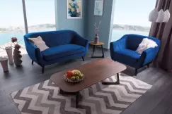 Canapea catifea Molly 2 albastru imagine