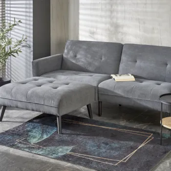 Canapea extensibila Cornelius cu taburet gri imagine
