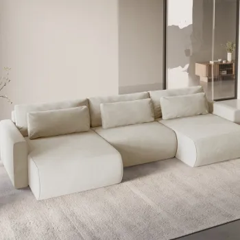 Canapea extensibila panoramica Belfast 4 locuri catifea L340 cm imagine