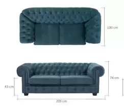 Canapea stofa 3 locuri MANCHESTER - L 205 x l100 x h74 cm imagine