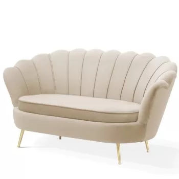 Canapea tapitata Muscle bej - H82 cm imagine