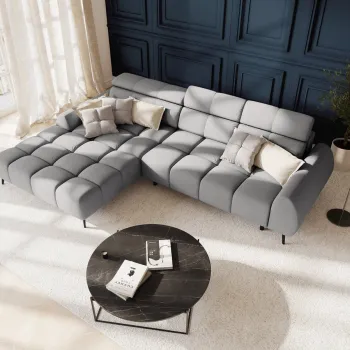 Coltar cu reglaj electric 5 locuri Alyse stofa L295 cm imagine