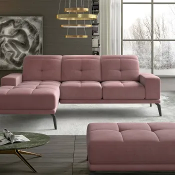 Coltar cu tetiere reglabile Torrense pe dreapta + taburet Matvelvet 63 imagine