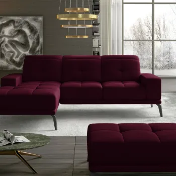 Coltar cu tetiere reglabile Torrense pe dreapta + taburet Matvelvet 68 imagine