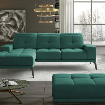 Coltar cu tetiere reglabile Torrense pe dreapta + taburet Velvetmat 38 imagine