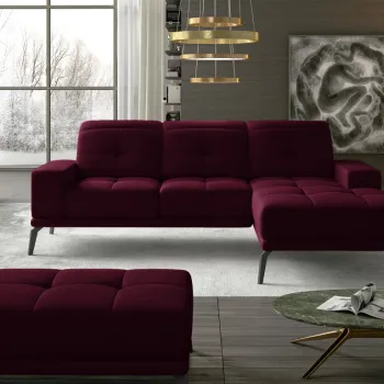 Coltar cu tetiere reglabile Torrense pe stanga + taburet Matvelvet 68 imagine