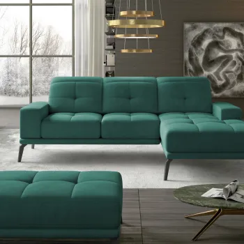 Coltar cu tetiere reglabile Torrense pe stanga + taburet Velvetmat 38 imagine