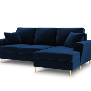 Coltar extensibil Kyoto 4 locuri catifea picioare aurii imagine