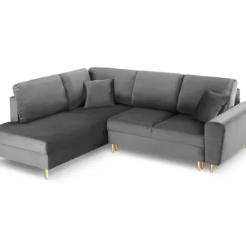 Coltar extensibil Kyoto 5 locuri catifea picioare aurii imagine