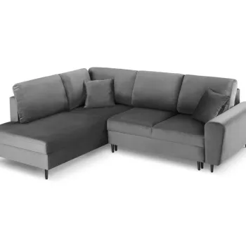 Coltar extensibil Kyoto 5 locuri catifea picioare negre imagine