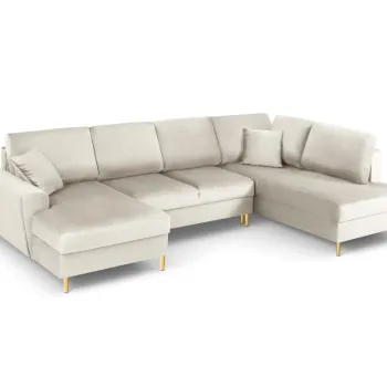 Coltar extensibil Kyoto 7 locuri catifea picioare aurii imagine