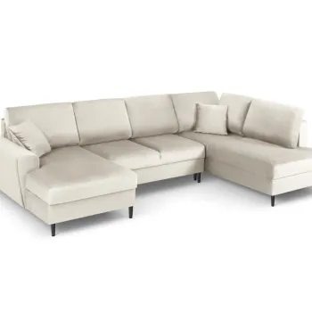 Coltar extensibil Kyoto 7 locuri catifea picioare negre imagine