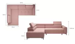 Coltar living extensibil Hugo L pe stanga - L269 x l204 x h97 cm imagine