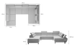 Coltar living extensibil Molina XL pe stanga - L333 x l210 x h90 cm imagine