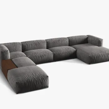 Coltar modular Martina catifea Vogue L406 cm + masuta de cafea imagine