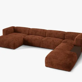 Coltar modular Martina corduroy Tilia L406 cm + masuta de cafea imagine