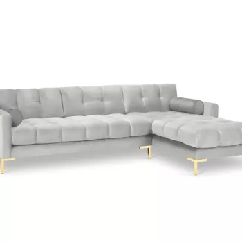 Coltar tapitat Bali 5 locuri velvet/picioare gold - L293 x l185 x h75 imagine