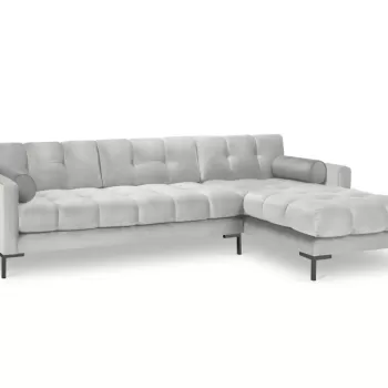 Coltar tapitat Bali 5 locuri velvet/picioare negre - L293 x l185 x h75 imagine